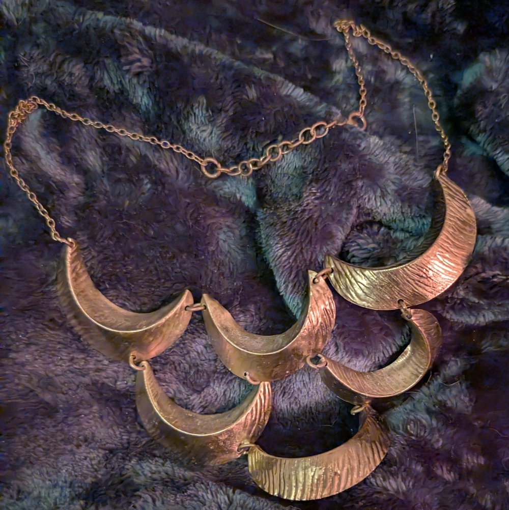 RARE FIND Vintage Warrior Moon Goddess Bib Necklace